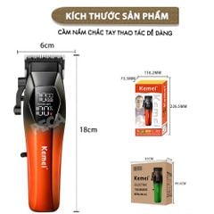 Tông đơ cắt tóc chuyên nghiệp Kemei KM-1371 công suất mạnh 5W lưỡi mạ ceramic cao cấp, màn hình LCD sạc nhanh USB type C tiện lợi - Chính hãng