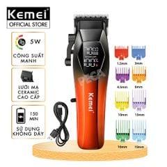 Tông đơ cắt tóc chuyên nghiệp Kemei KM-1371 công suất mạnh 5W lưỡi mạ ceramic cao cấp, màn hình LCD sạc nhanh USB type C tiện lợi - Chính hãng