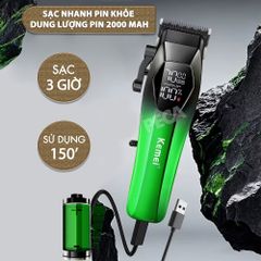 Tông đơ cắt tóc chuyên nghiệp Kemei KM-1371 công suất mạnh 5W lưỡi mạ ceramic cao cấp, màn hình LCD sạc nhanh USB type C tiện lợi - Chính hãng