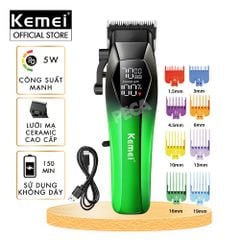 Tông đơ cắt tóc chuyên nghiệp Kemei KM-1371 công suất mạnh 5W lưỡi mạ ceramic cao cấp, màn hình LCD sạc nhanh USB type C tiện lợi - Chính hãng