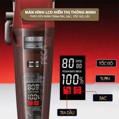 Tông đơ cắt tóc chuyên nghiệp Kemei KM-1382 công suất mạnh 8W, lưỡi cắt mạ carbon DLC, 21 tốc độ, động cơ không chổi than - Chính hãng