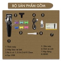 Tông đơ cắt tóc chuyên nghiệp Kemei KM-1387 công suất mạnh 5W lưỡi mạ ceramic cao cấp, màn hình LCD sạc nhanh USB type C tiện lợi - Chính hãng