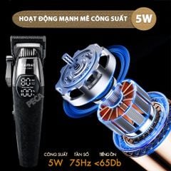 Tông đơ cắt tóc chuyên nghiệp Kemei KM-1387 công suất mạnh 5W lưỡi mạ ceramic cao cấp, màn hình LCD sạc nhanh USB type C tiện lợi - Chính hãng