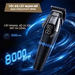 Tông đơ cắt tóc chuyên nghiệp Kemei KM-1387 công suất mạnh 5W lưỡi mạ ceramic cao cấp, màn hình LCD sạc nhanh USB type C tiện lợi - Chính hãng