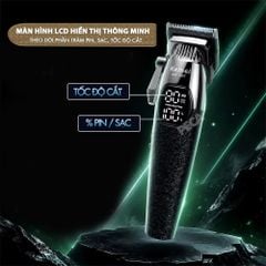 Tông đơ cắt tóc chuyên nghiệp Kemei KM-1387 công suất mạnh 5W lưỡi mạ ceramic cao cấp, màn hình LCD sạc nhanh USB type C tiện lợi - Chính hãng