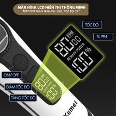 Tông đơ cắt tóc chuyên nghiệp Kemei KM-1593 công suất mạnh 5W, lưỡi cắt mạ carbon DLC, 5 tốc độ, động cơ không chổi than - Chính hãng