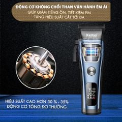 Tông đơ cắt tóc chuyên nghiệp Kemei KM-1911 lưỡi cắt mạ carbon DLC cao cấp điều chỉnh 2 mức tốc độ, động cơ không chổi than, công suất 5W - Chính hãng