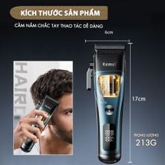 Tông đơ cắt tóc chuyên nghiệp Kemei KM-1911 lưỡi cắt mạ carbon DLC cao cấp điều chỉnh 2 mức tốc độ, động cơ không chổi than, công suất 5W - Chính hãng
