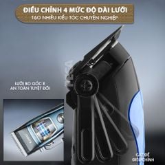Tông đơ cắt tóc chuyên nghiệp Kemei KM-1911 lưỡi cắt mạ carbon DLC cao cấp điều chỉnh 2 mức tốc độ, động cơ không chổi than, công suất 5W - Chính hãng