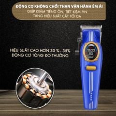 Tông đơ cắt tóc chuyên nghiệp Kemei KM-1962 công suất mạnh 8W, lưỡi cắt mạ carbon DLC, 5 tốc độ, động cơ không chổi than - Chính hãng