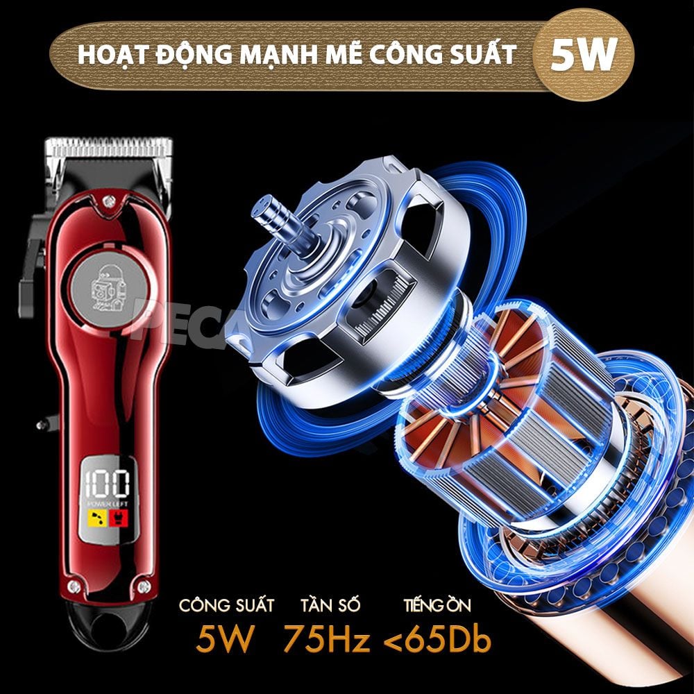 Tông đơ cắt tóc chuyên nghiệp Kemei KM-234 công suất siêu mạnh màn hình LCD sạc nhanh USB type C tiện lợi - Chính hãng