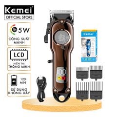 Tông đơ cắt tóc chuyên nghiệp Kemei KM-234 công suất siêu mạnh màn hình LCD sạc nhanh USB type C tiện lợi - Chính hãng