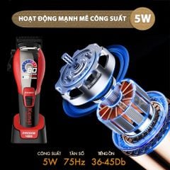 Tông đơ cắt tóc chuyên nghiệp Kemei KM-488 công suất mạnh 5W, lưỡi cắt mạ carbon DLC, pin lâu, động cơ không chổi than, màn hình màu TFT- Chính hãng