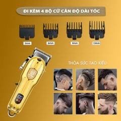 Tông đơ cắt tóc chuyên nghiệp Kemei KM-PG802 công suất siêu mạnh 5W màn hình LCD sạc nhanh USB tiện lợi - Chính hãng