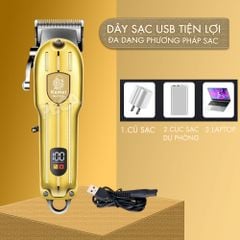 Tông đơ cắt tóc chuyên nghiệp Kemei KM-PG802 công suất siêu mạnh 5W màn hình LCD sạc nhanh USB tiện lợi - Chính hãng
