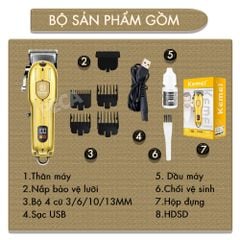 Tông đơ cắt tóc chuyên nghiệp Kemei KM-PG802 công suất siêu mạnh 5W màn hình LCD sạc nhanh USB tiện lợi - Chính hãng