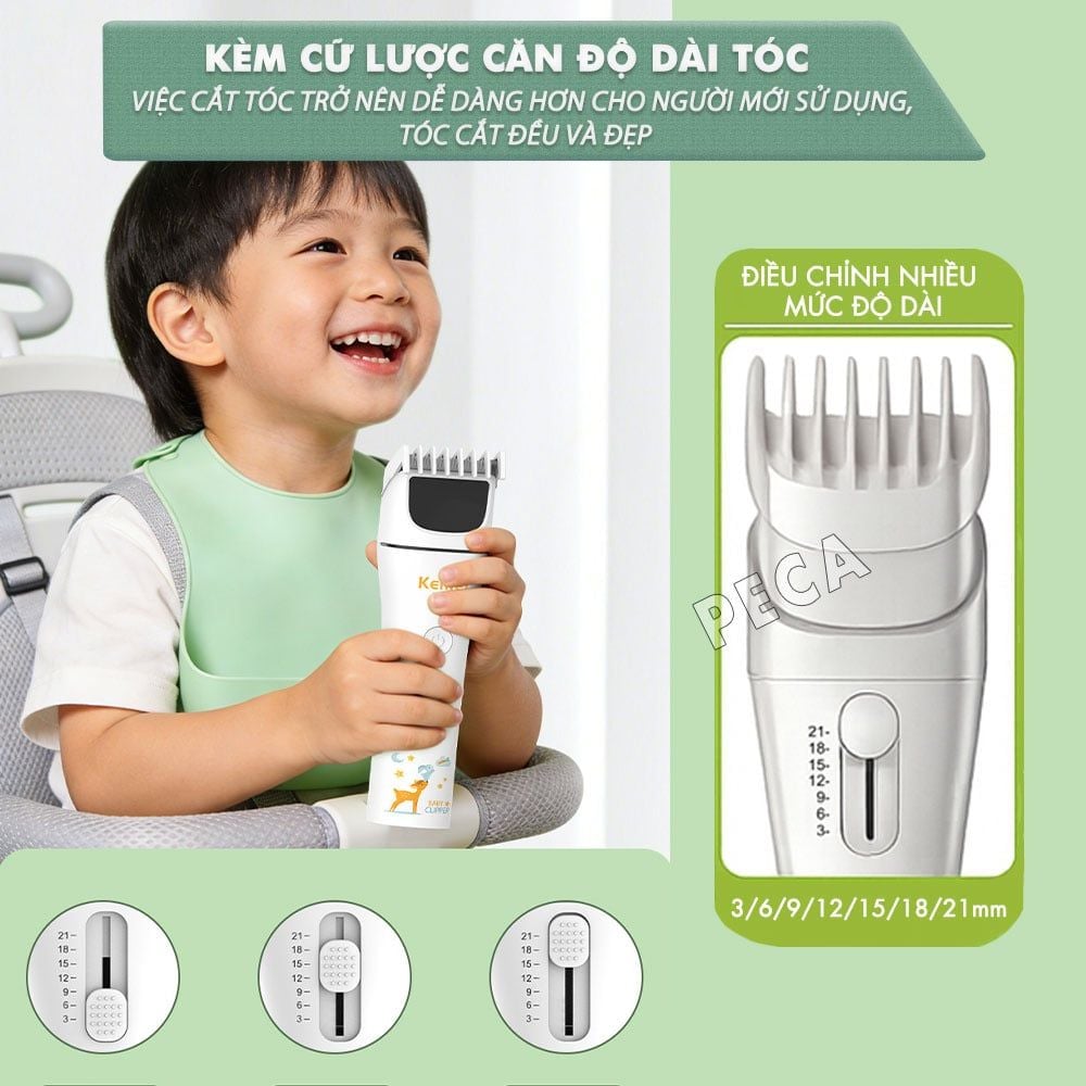 Tông đơ cắt tóc trẻ em Kemei KM-569 công suất mạnh 2W có thể dùng được cho trẻ sơ sinh - Bảo hành chính hãng 12 tháng