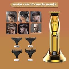 Tông đơ chấn viền không dây cao cấp Kemei KM-I32S lưỡi thép carbon sắc bén chịu lực, công suất mạnh có màn hình LCD hiển thị - Hàng chính hãng