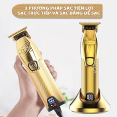 Tông đơ chấn viền không dây cao cấp Kemei KM-I32S lưỡi thép carbon sắc bén chịu lực, công suất mạnh có màn hình LCD hiển thị - Hàng chính hãng