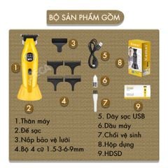 Tông đơ chấn viền Kemei KM-1743 lưỡi cắt mạ carbon cao cấp công suất 5W - Chính hãng