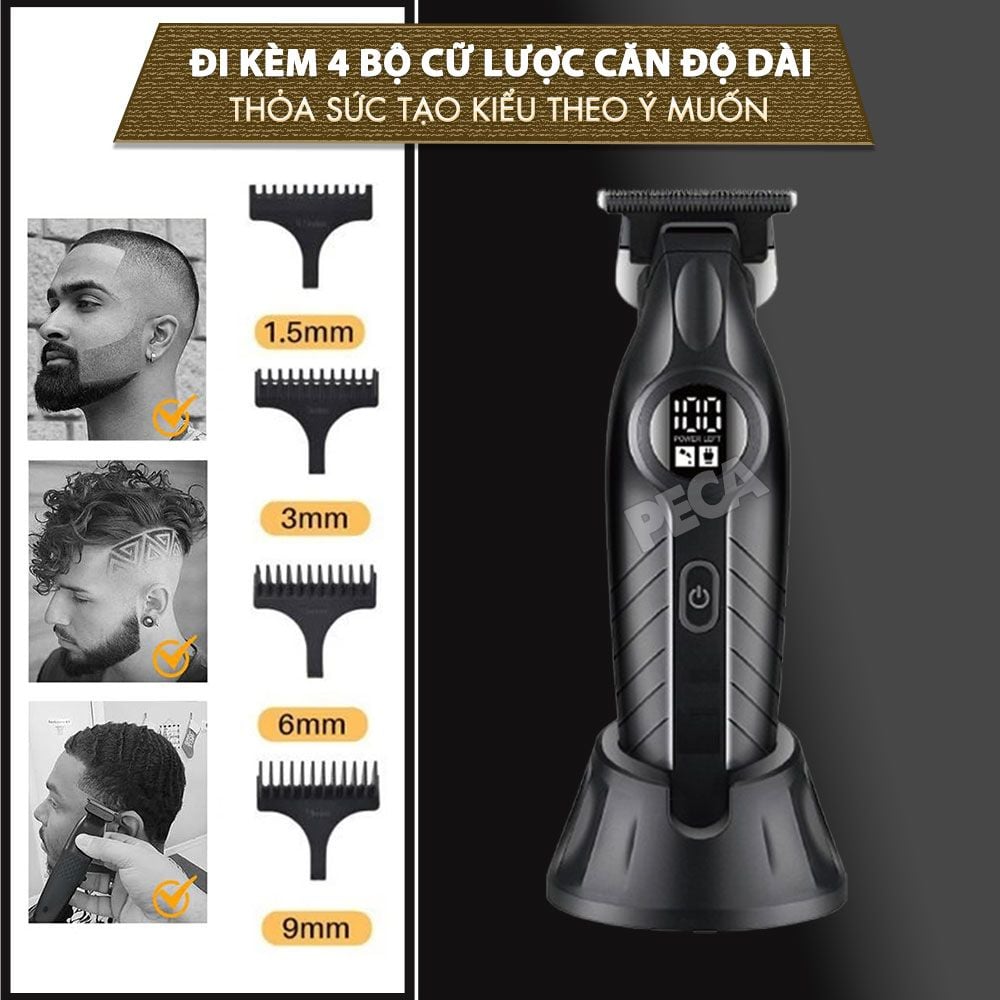 Tông đơ chấn viền Kemei KM-1743 lưỡi cắt mạ carbon cao cấp công suất 5W - Chính hãng