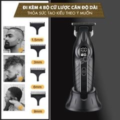 Tông đơ chấn viền Kemei KM-1743 lưỡi cắt mạ carbon cao cấp công suất 5W - Chính hãng