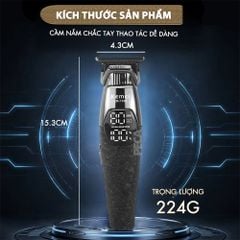 Tông đơ chấn viền Kemei KM-1388 lưỡi cắt mạ carbon DLC cao cấp công suất mạnh mẽ 5W sạc nhanh USB pin lâu - Chính hãng
