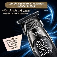Tông đơ chấn viền Kemei KM-1388 lưỡi cắt mạ carbon DLC cao cấp công suất mạnh mẽ 5W sạc nhanh USB pin lâu - Chính hãng