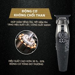 Tông đơ chấn viền Kemei KM-1388 lưỡi cắt mạ carbon DLC cao cấp công suất mạnh mẽ 5W sạc nhanh USB pin lâu - Chính hãng