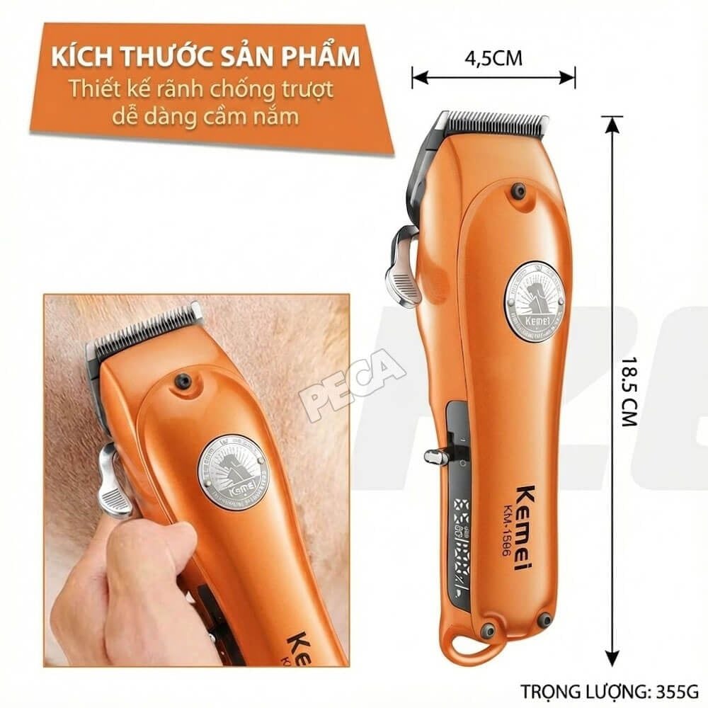 Tông đơ cắt lông thú cưng Kemei KM-1596 sử dụng không dây, công suất 5W - Chính hãng