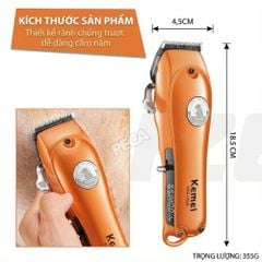 Tông đơ cắt lông thú cưng Kemei KM-1596 sử dụng không dây, công suất 5W - Chính hãng