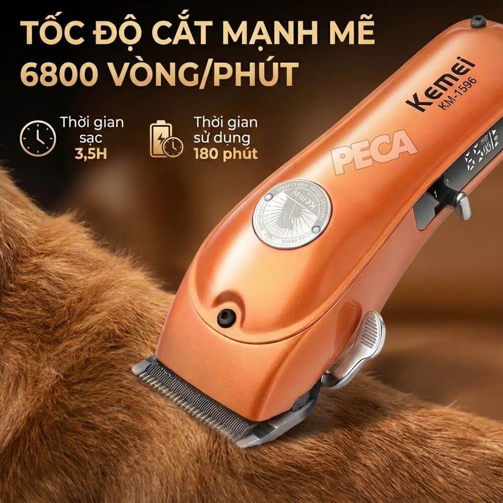 Tông đơ cắt lông thú cưng Kemei KM-1596 sử dụng không dây, công suất 5W - Chính hãng