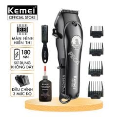 Tông đơ cắt lông thú cưng Kemei KM-1596 sử dụng không dây, công suất 5W - Chính hãng