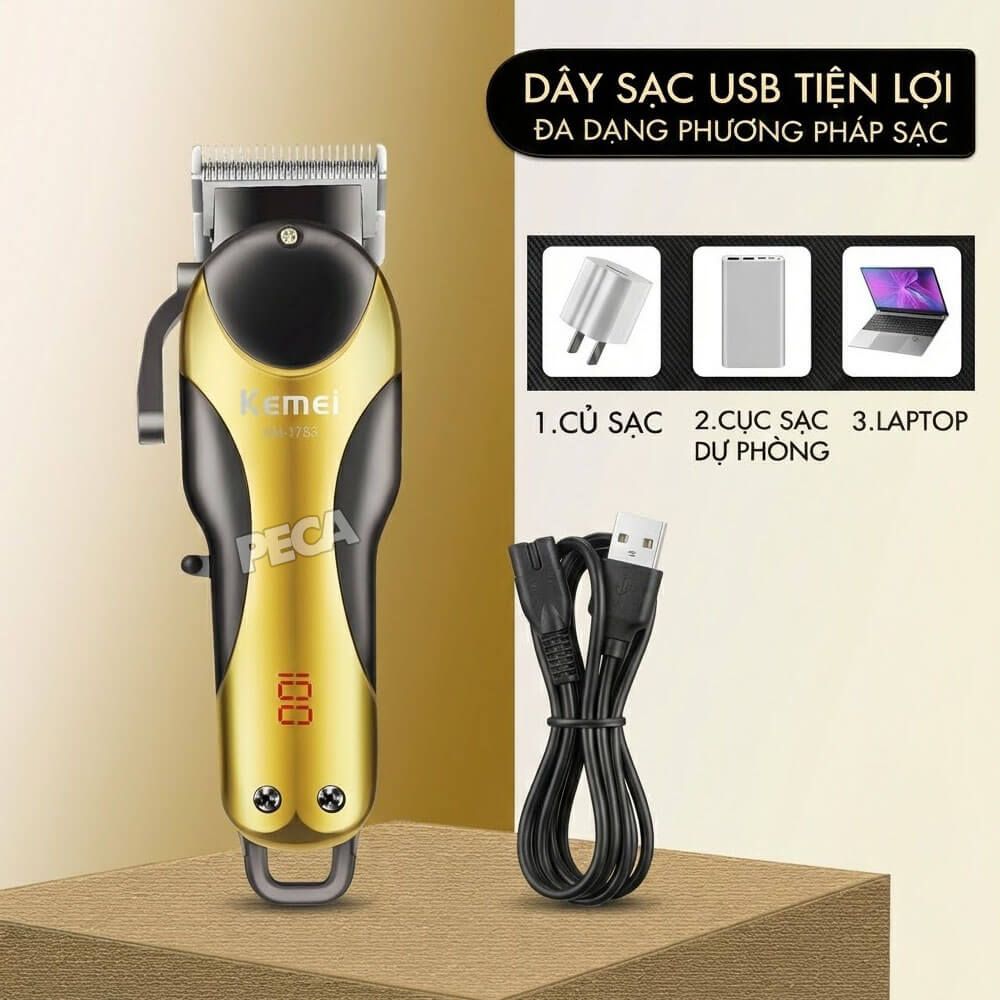 Tông đơ cắt tóc chuyên nghiệp KM-1753 công suất 5W, cần gạt điều chỉnh 3 mức độ - Chính hãng
