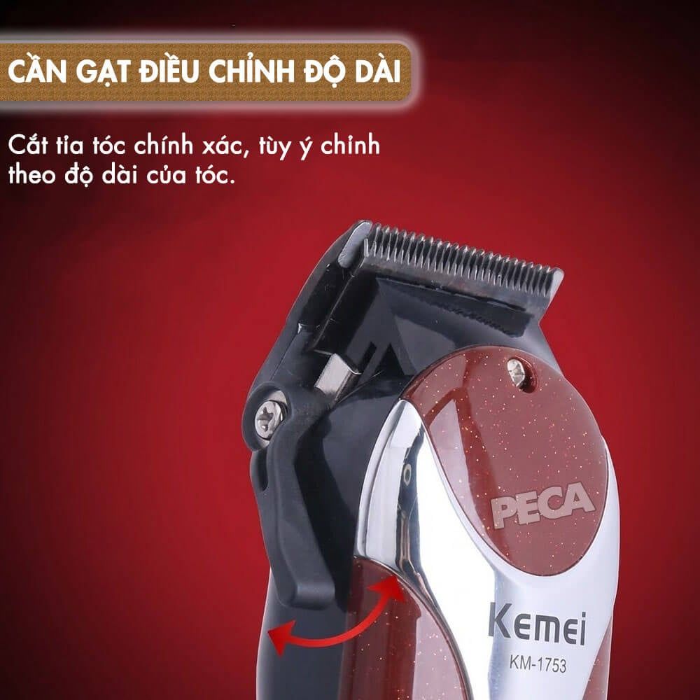 Tông đơ cắt tóc chuyên nghiệp KM-1753 công suất 5W, cần gạt điều chỉnh 3 mức độ - Chính hãng