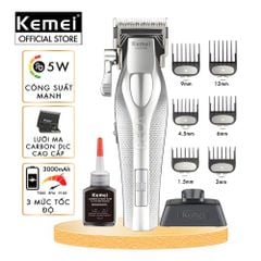 Tông đơ KEMEI KM-1798 Cao cấp Tốc độ max 9100 RPM, Lưỡi Ceramic chống nóng & Kèm đế sạc - Chính hãng