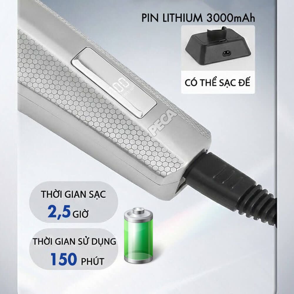 Tông đơ KEMEI KM-1798 Cao cấp Tốc độ max 9100 RPM, Lưỡi Ceramic chống nóng & Kèm đế sạc - Chính hãng