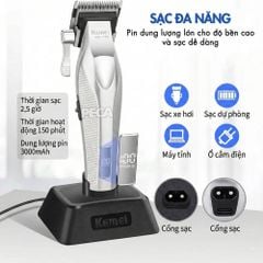 Tông đơ KEMEI KM-1798 Cao cấp Tốc độ max 9100 RPM, Lưỡi Ceramic chống nóng & Kèm đế sạc - Chính hãng