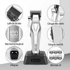 Tông đơ KEMEI KM-1798 Cao cấp Tốc độ max 9100 RPM, Lưỡi Ceramic chống nóng & Kèm đế sạc - Chính hãng