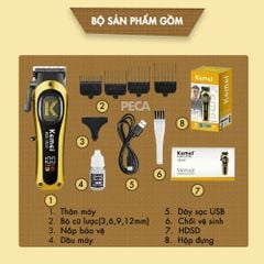 Tông đơ cắt tóc KEMEI KM-1800 chuyên fade - Pin trâu 2000mAh, Cần gạt chỉnh lưỡi linh hoạt & Sắc bén - Chính hãng