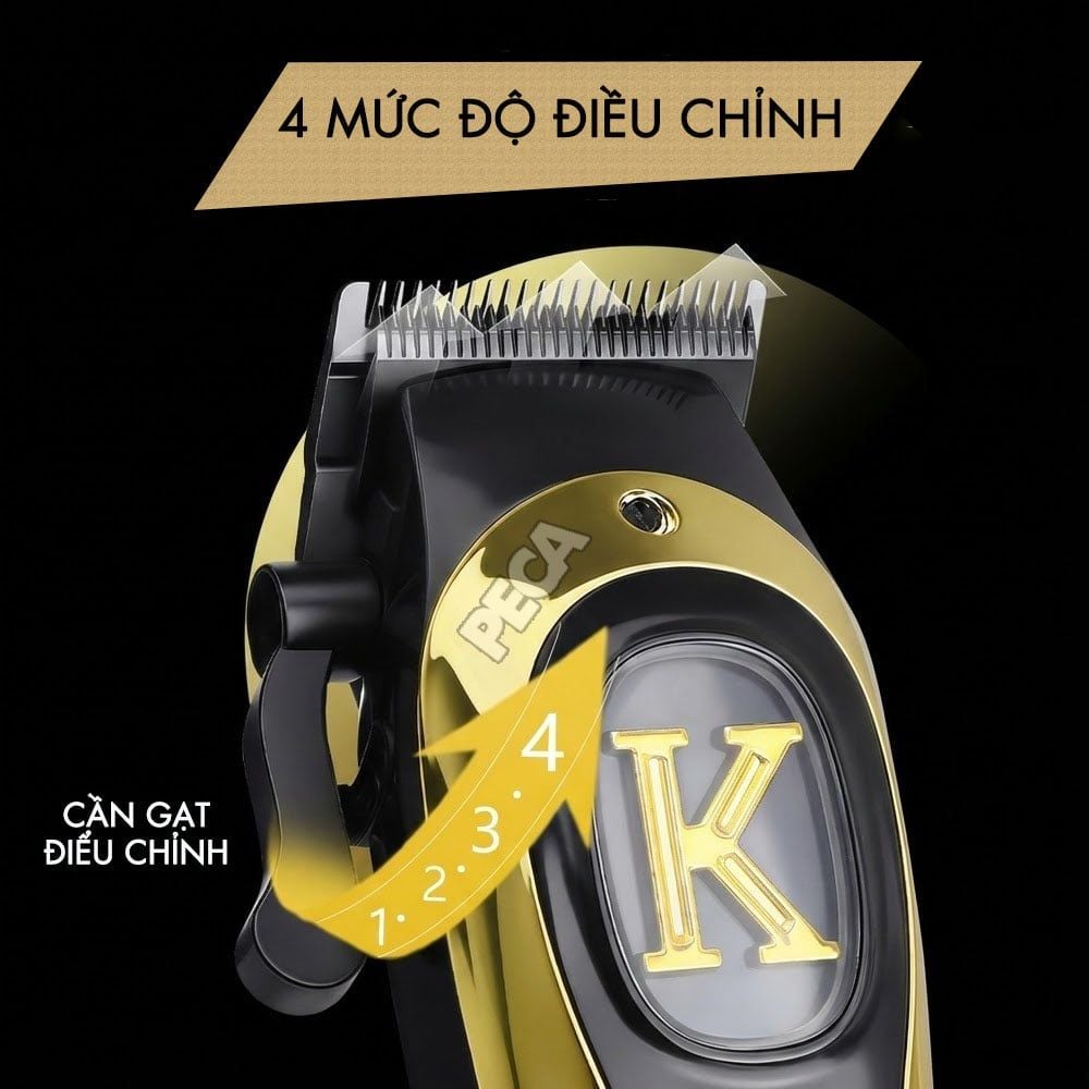 Tông đơ cắt tóc KEMEI KM-1800 chuyên fade - Pin trâu 2000mAh, Cần gạt chỉnh lưỡi linh hoạt & Sắc bén - Chính hãng