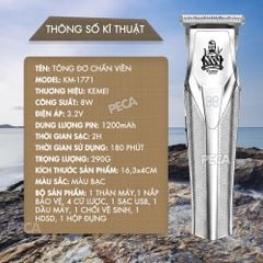 Tông đơ chấn viền KEMEI KM-1771 Công suất mạnh 8W, Cạo sát chân & Kẻ vạch cực nét - Chính hãng