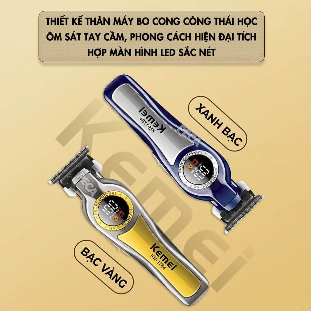 Tông đơ chấn viền KEMEI KM-1784 Motor 7200 RPM, màn hình LCD tiện lợi - Chính Hãng