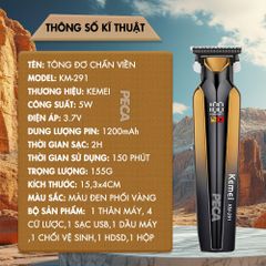 Tông đơ chấn viền Kemei KM-291 màn hình LCD cao cấp - Pin 150 phút, động cơ 7000 vòng/phút - Chính hãng