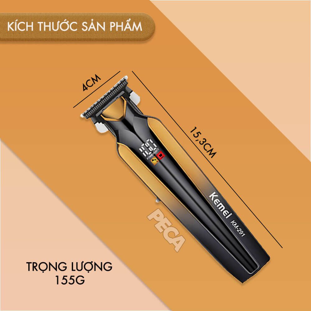 Tông đơ chấn viền Kemei KM-291 màn hình LCD cao cấp - Pin 150 phút, động cơ 7000 vòng/phút - Chính hãng