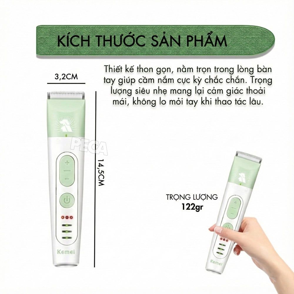 Máy cạo lông chó mèo KEMEI KM-CW2105 đa năng - Tích hợp đầu tỉa nhỏ & Đầu mài móng tiện lợi - Chính hãng