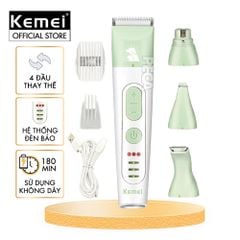Máy cạo lông chó mèo KEMEI KM-CW2105 đa năng - Tích hợp đầu tỉa nhỏ & Đầu mài móng tiện lợi - Chính hãng