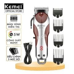 Tông đơ cắt tóc chuyên nghiệp KM-1753 công suất 5W, điều chỉnh 3 mức độ dài lưỡi, sạc USB - Chính hãng