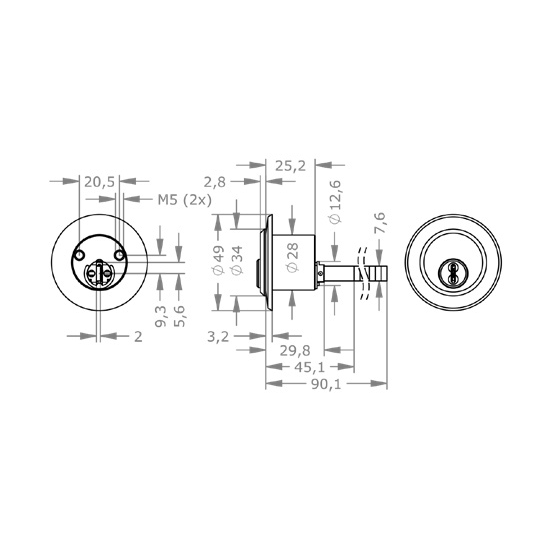  EVVA 4KS - Rim Cylinder Cho EVVA Rim Locks - EVAI4KS-AZ28-AZ 