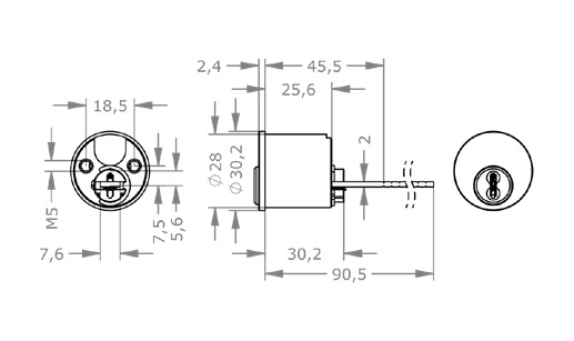  EVVA 4KS - Rim Cylinder Cho ABUS Rim Locks - EVAI4KS-AZ28-AZI 